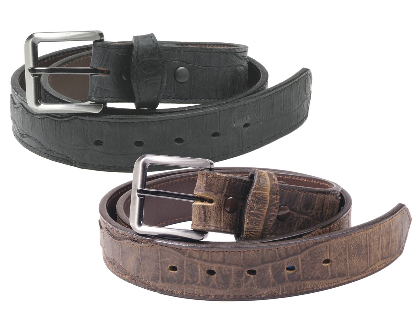 Port Leon - 1.5" Embossed Gator Skin Scalloped Overlay Belt