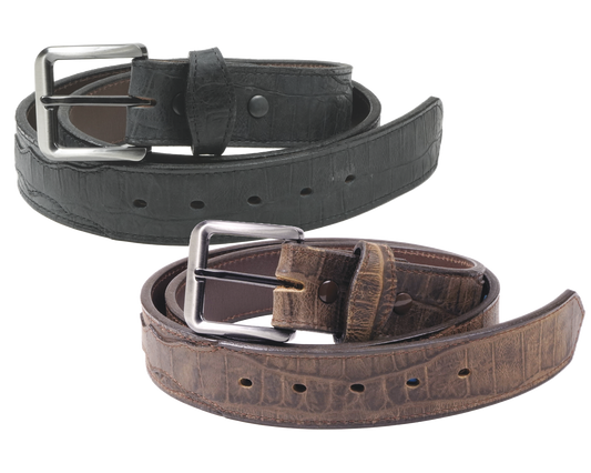 Port Leon - 1.5" Embossed Gator Skin Scalloped Overlay Belt